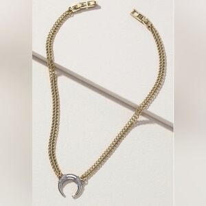 NIB Stella And Dot Double Take Horn Rhinestone Necklace